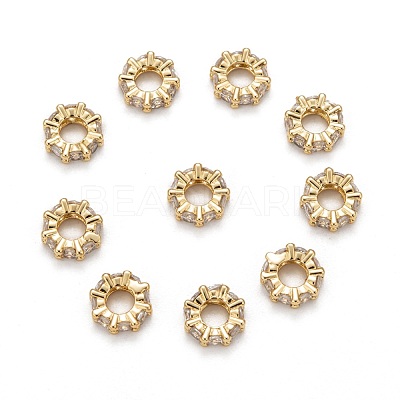 Brass Cubic Zirconia European Beads ZIRC-F001-101G-1