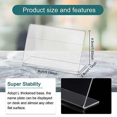 L-Shaped Transparent Acrylic Slant Back Sign Holder ODIS-WH0002-35-1