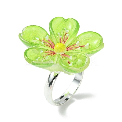 Luminous Glow in the Dark Flower Resin Finger Ring RJEW-JR00641-1