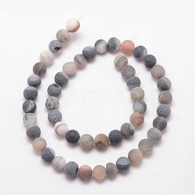 Natural Druzy Geode Agate Bead Strands G-K166-09-8mm-09-1