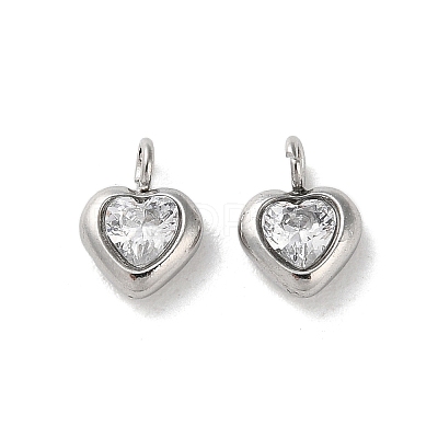 High Polished 304 Stainless Steel Micro Pave Cubic Zirconia Pendants STAS-L022-396B-P-1