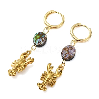 Ocean 304 Stainless Steel and Paua Shell Dangle Earrings EJEW-JE07109-1
