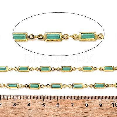 Brass Glass Rectangle Link Chains CHC-R001-01G-04-1