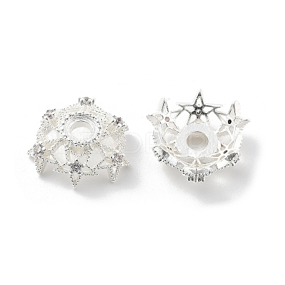 Brass Micro Pave Clear Cubic Zirconia Bead Caps KK-R216-03S-01-1