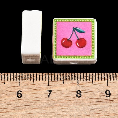 Printed Handmade Porcelain Beads PORC-G016-04W-1