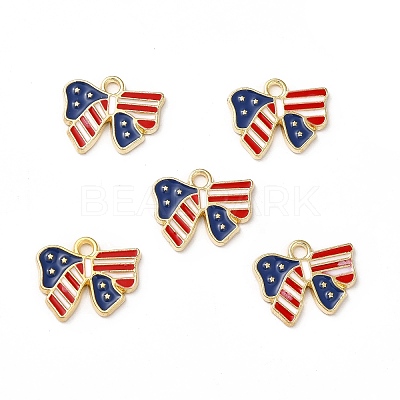 American Flag Style Alloy Enamel Pendants ENAM-M046-09G-1