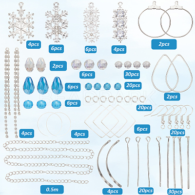 Snowflake Alloy & Glass Dangle Earring Making Kits DIY-SC0026-97-1