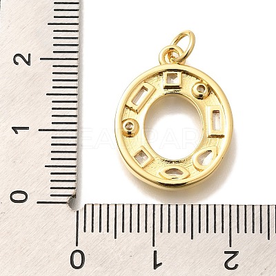 Brass Micro Pave Clear Cubic Zirconia Pendants KK-G521-01G-O-1