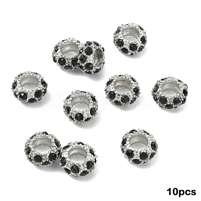 10Pcs Alloy Rhinestone European Beads CPDL-YW0001-02D-1