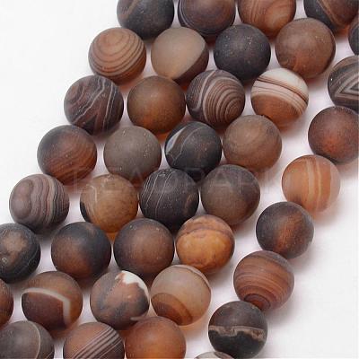 Natural Striped Agate/Banded Agate Bead Strands G-K166-12-10mm-04-1