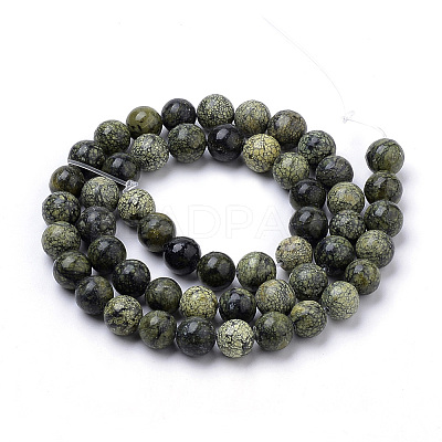 Natural Serpentine/Green Lace Stone Beads Strands G-S259-15-10mm-1