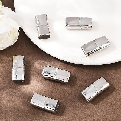 Tarnish Resistant Smooth 304 Stainless Steel Magnetic Clasps with Glue-in Ends STAS-E055-10-1