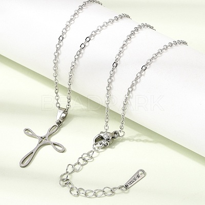 304 Stainless Steel Religion Cross Pendant Necklaces SA-CBAB727-02P-1