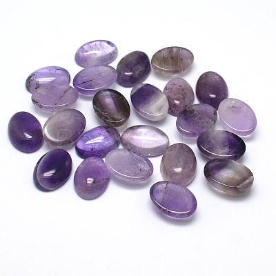 Natural Amethyst Gemstone Oval Cabochons G-J329-13-8x10mm-1