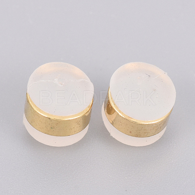 Brass Rubber Ear Nuts KK-T025-41G-1