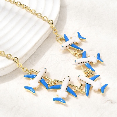Brass Enamel Pendant Necklaces NJEW-B157-07G-01-1