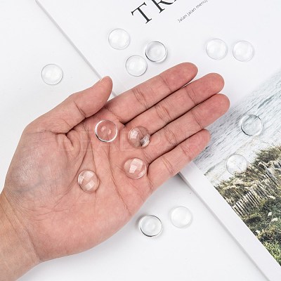 Transparent Glass Cabochons GGLA-R026-16mm-1