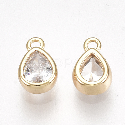 Brass Cubic Zirconia Charms KK-S350-089G-1