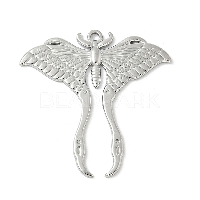 304 Stainless Steel Moth Pendants STAS-S186-08B-P-1