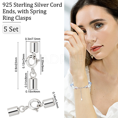 4 Sets 925 Sterling Silver Spring Ring Clasps STER-BBC0001-25-1