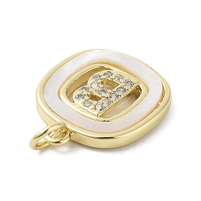 Rack Plating Brass Micro Pave Clear Cubic Zirconia Pendants KK-E102-33G-B-1