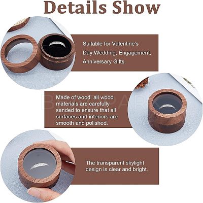 Walnut Wooden Engagement Ring Boxes CON-WH0072-87-1