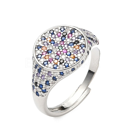 Brass Micro Pave Cubic Zirconia Cuff Rings for Women RJEW-A069-13P-01-1