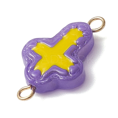 10Pcs 10 Colors Handmade Lampwork Enamel Religion Cross Links Connector Charms PALLOY-JF04302-1