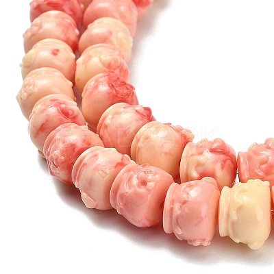 Synthetic Coral Dyed Carved Beads BSHE-H114-03A-1