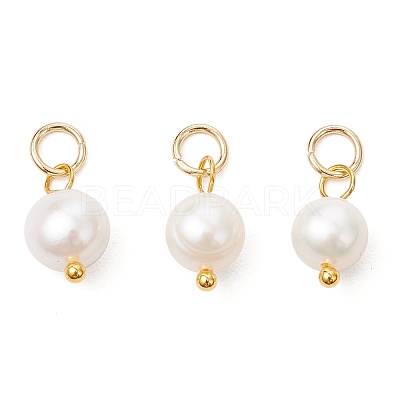 3Pcs 3 Colors Natural Cultured Freshwater Pearl Two Sides Polished Charms PALLOY-JF04036-1