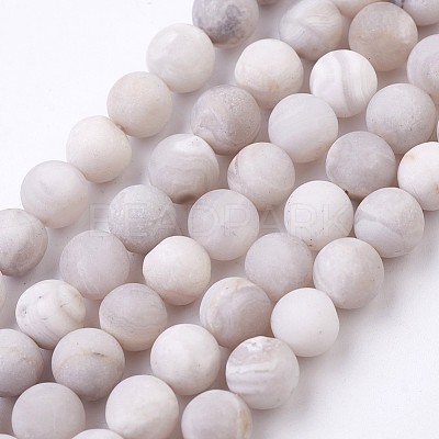 Natural White Agate Bead Strands G-J376-02-8mm-1