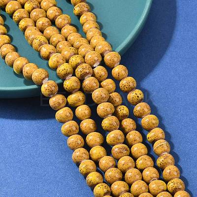 Handmade Fancy Antique Glazed Porcelain Ceramic Round Beads Strands PORC-L019-8mm-02-1