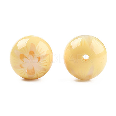 Flower Opaque Resin Beads RESI-T054-001-1