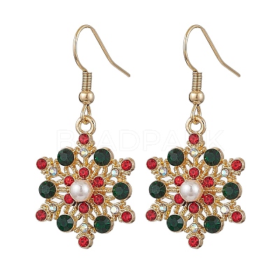 Christmas Alloy Rhinestone Dangle Earrings EJEW-JE06121-01-1