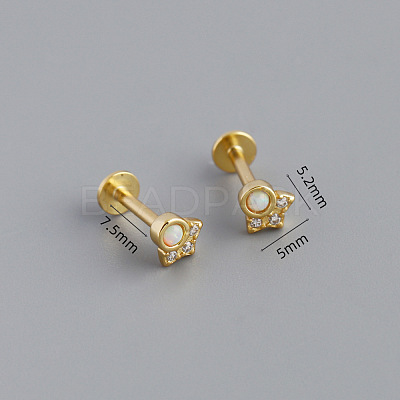 925 Sterling Silver Micro Pave Clear Cubic Zirconia with Synthetic Opal Cartilage Earrings FS-WG3DFDB-17-1