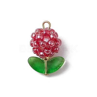 Glass Seed Beads Pendants PALLOY-MZ00592-1