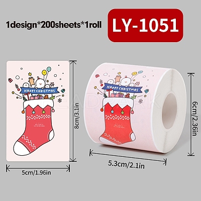 200Pcs Christmas Theme Paper Self-Adhesive Stickers DIY-M070-02H-1
