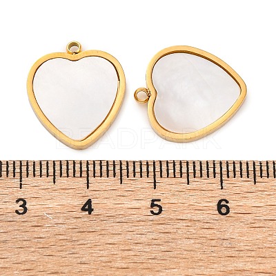 Ion Plating(IP) 304 Stainless Steel Pave Natural Shell Pendants STAS-Z100-02G-02-1