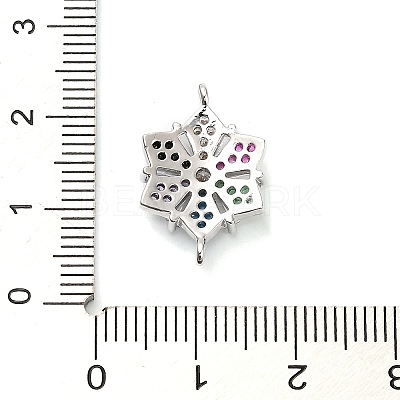 Brass Colorful Cubic Zirconia Connector Snowflake Connector Charms KK-L229-079P-01-1