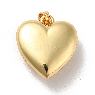 Rack Plating Brass Micro Pave Clear Cubic Zirconia Locket Pendants KK-M227-07G-1