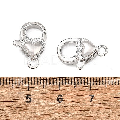 SHEGRACE Brass Micro Pave Clear Cubic Zirconia Lobster Claw Clasps XGRQ58424-754P-1