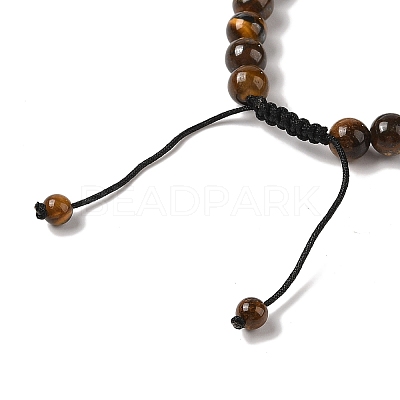 8mm Round Natural Tiger Iron Braided Bead Bracelets BJEW-C067-01B-04-1