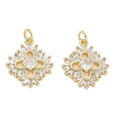 Brass Micro Pave Clear Cubic Zirconia Pendants CU-CBA01AA-37G-1