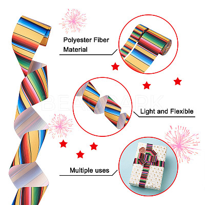 2Rolls 2 Styles Stripe Pattern Printed Polyester Grosgrain Ribbon OCOR-TA0001-37F-1