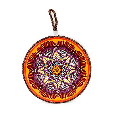 Flat Round with Mandala Pattern Ceramic & Cork Cup Coaster PW-WG69E59-05-1