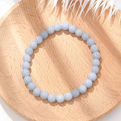 Natural Angelite Stretch Bracelets BJEW-JB03738-05-1