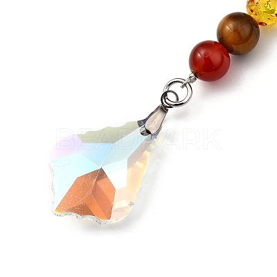 Chakra Leaf Crystal Suncatcher Dowsing Pendulum Pendants PALLOY-JF00460-01-1