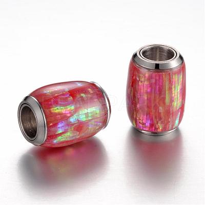 304 Stainless Steel Enamel Magnetic Clasps with Glue-in Ends STAS-P096-M-1
