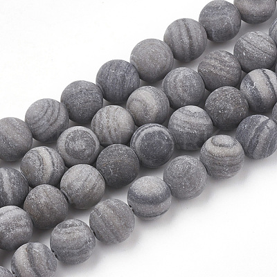 Natural Black Wood Lace Stone Wooden Jasper Beads Strands X-G-T106-013-1