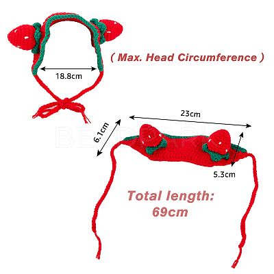 Cotton Crochet Pet Headwear Costume AJEW-WH0258-807-1